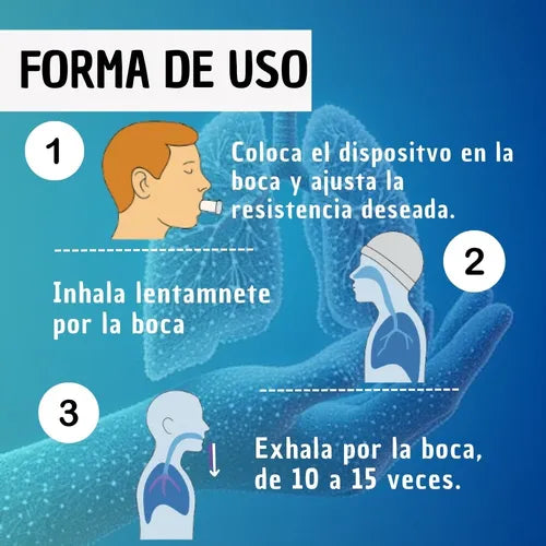 AirVita® Entrenador Respiratorio con Válvula Ajustable para Pulmones Más Fuertes incluye e-book virtual exclusivo
