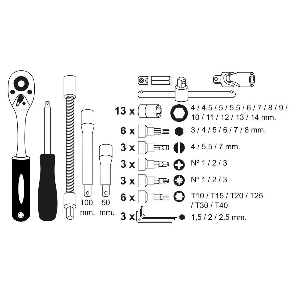 🚨 Lanzamiento Premium | Kit de Herramientas 46pcs Cromo Vanadio