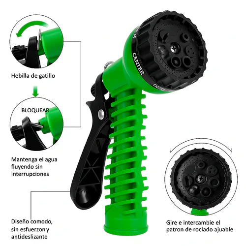 Manguera de lujo Magic Hose 15m con boquilla de presión y expansión 3X💧