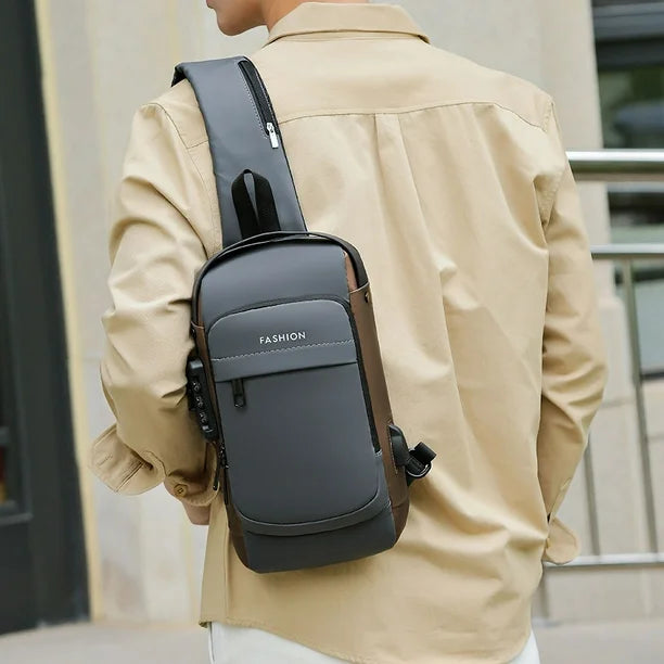 Mochila cruzada premium antirrobo + USB + Impermeable + Multi compartimientos