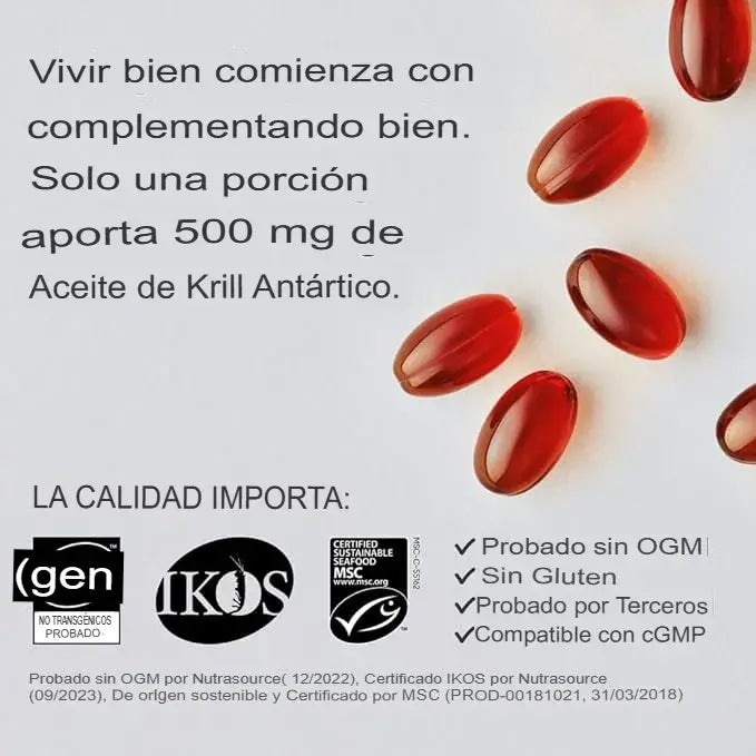 Omega-3 Krill Oil de Alta Pureza + Máxima absorción + Energía y bienestar total - 60 capsulas