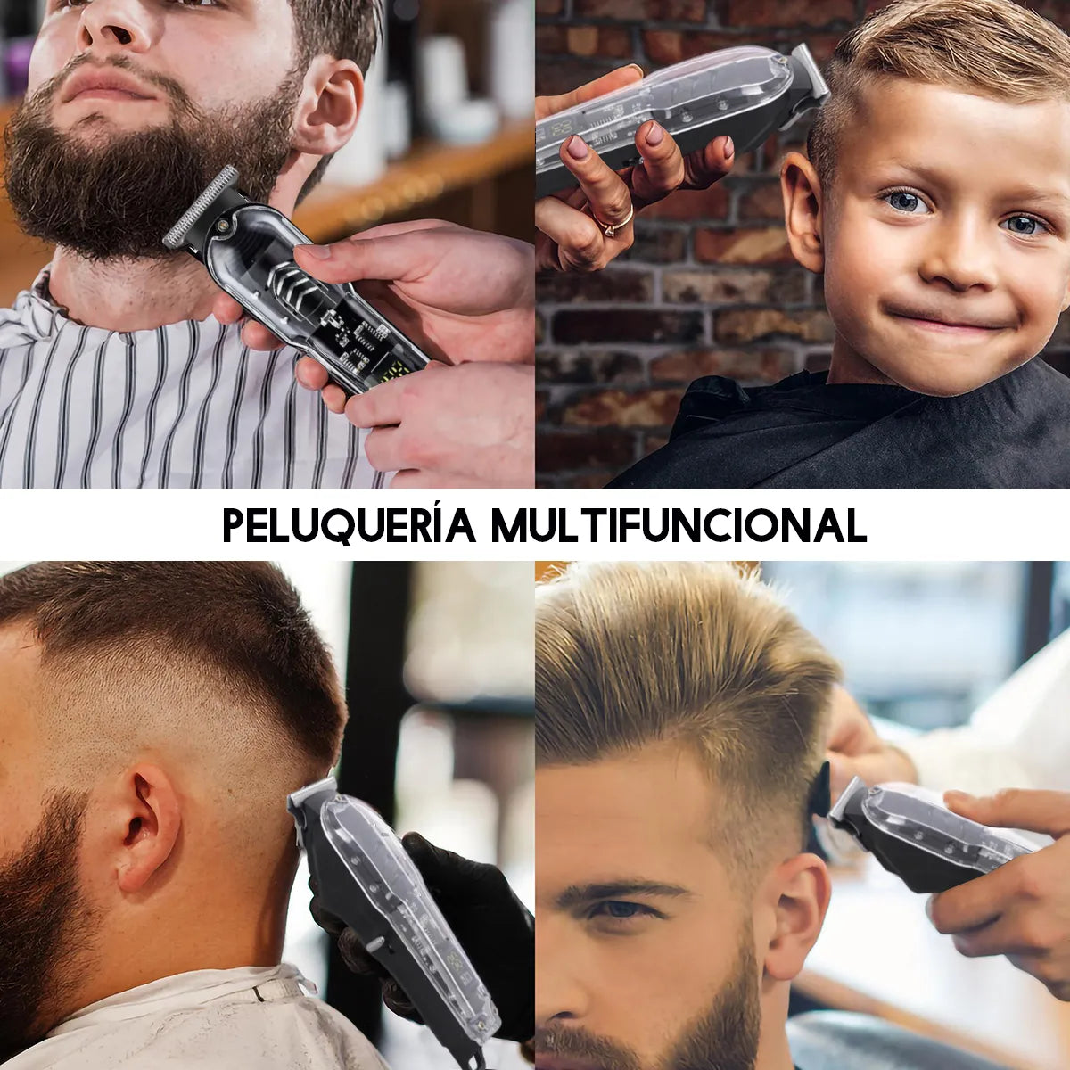Máquina de peluquería profesional inalámbrica + Pantalla LED + Motor Alemán + Kit completo