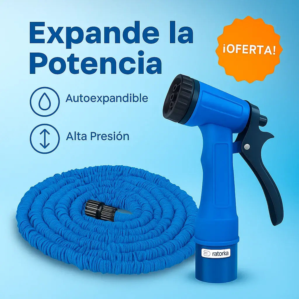Manguera de lujo Magic Hose 15m con boquilla de presión y expansión 3X💧