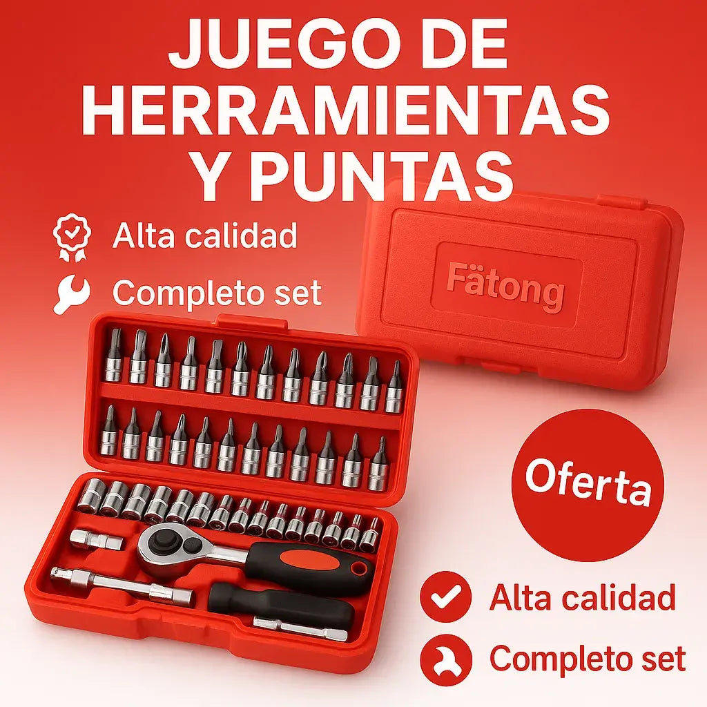 🚨 Lanzamiento Premium | Kit de Herramientas 46pcs Cromo Vanadio