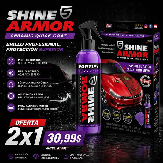 2x1 Cera Restauradora de Pintura Shine Armor™ para Carro y Moto: Brillo Profesional y Protección Antirrayas