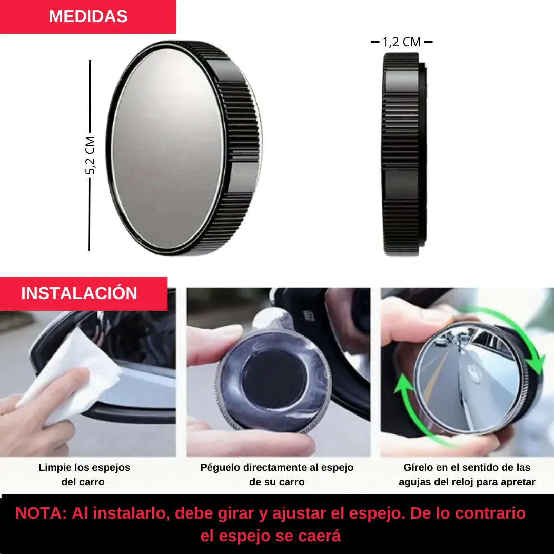 🔥 Espejos Punto Ciego 360° + Nano Cerámico GRATIS | Visión clara y protección para tu auto
