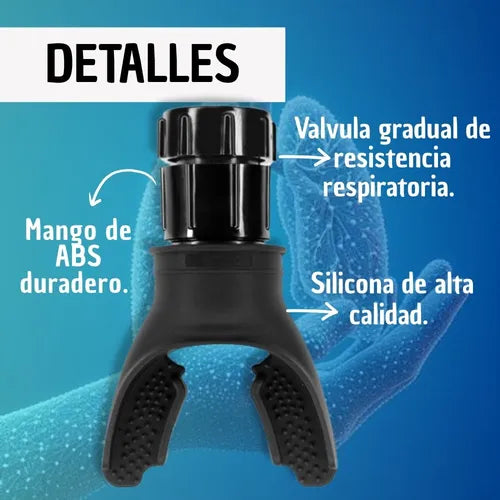AirVita® Entrenador Respiratorio con Válvula Ajustable para Pulmones Más Fuertes incluye e-book virtual exclusivo