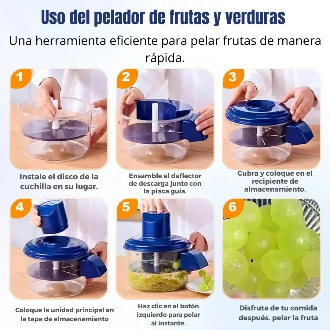 CrystalPeel™ Pelador Eléctrico 3 en 1 de Alta Precisión para Frutas y Verduras 🍇🧄