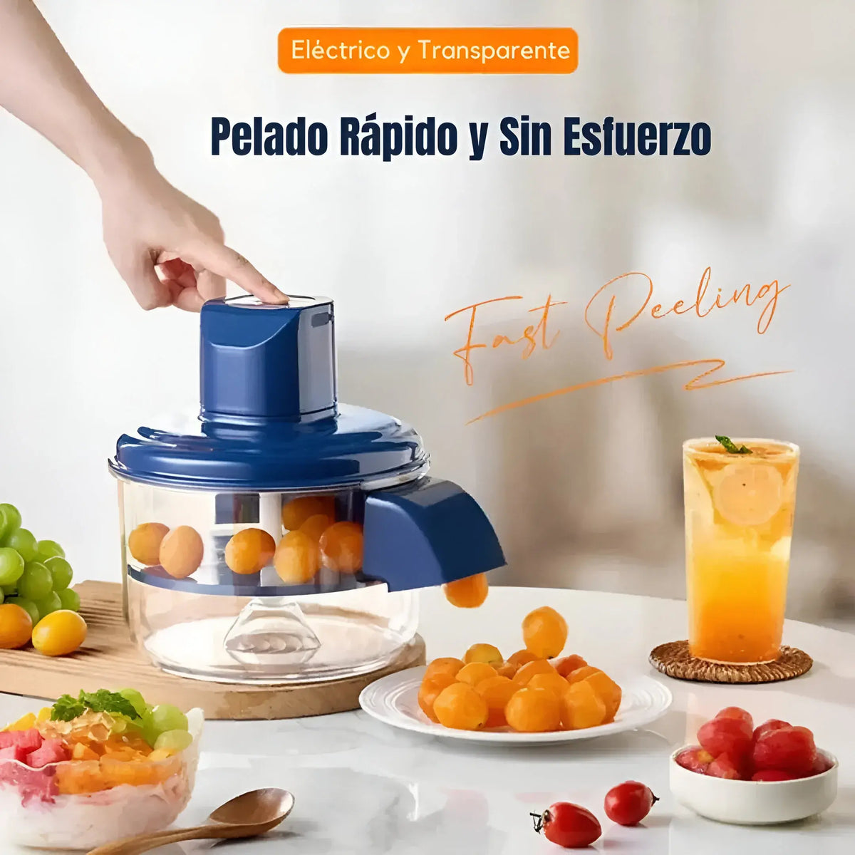 CrystalPeel™ Pelador Eléctrico 3 en 1 de Alta Precisión para Frutas y Verduras 🍇🧄