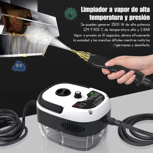Limpiador a Vapor Profesional 2500W | Alta presión 3BAR + 4 boquillas