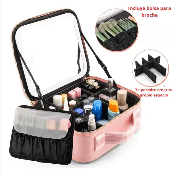 BeautyOne™ ✨ Cosmetiquera  Profesional con Espejo LED y Luz Natural